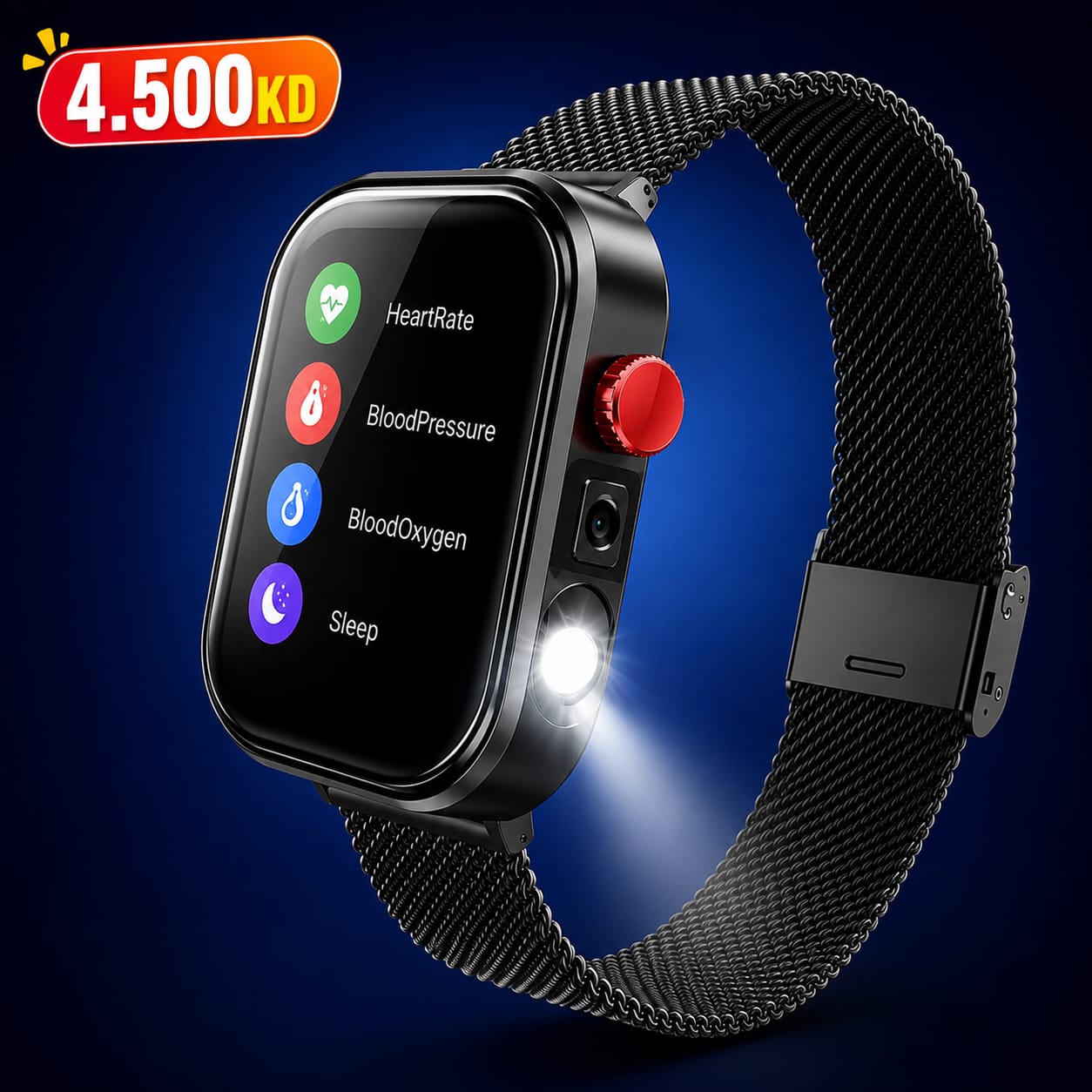Smart Health Camera Watch with LED Flashlight