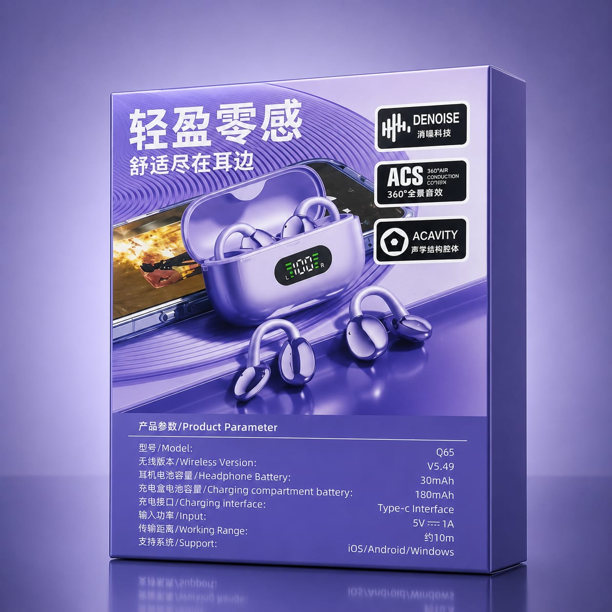 Q65 CYXG Comfort Clip Earbuds