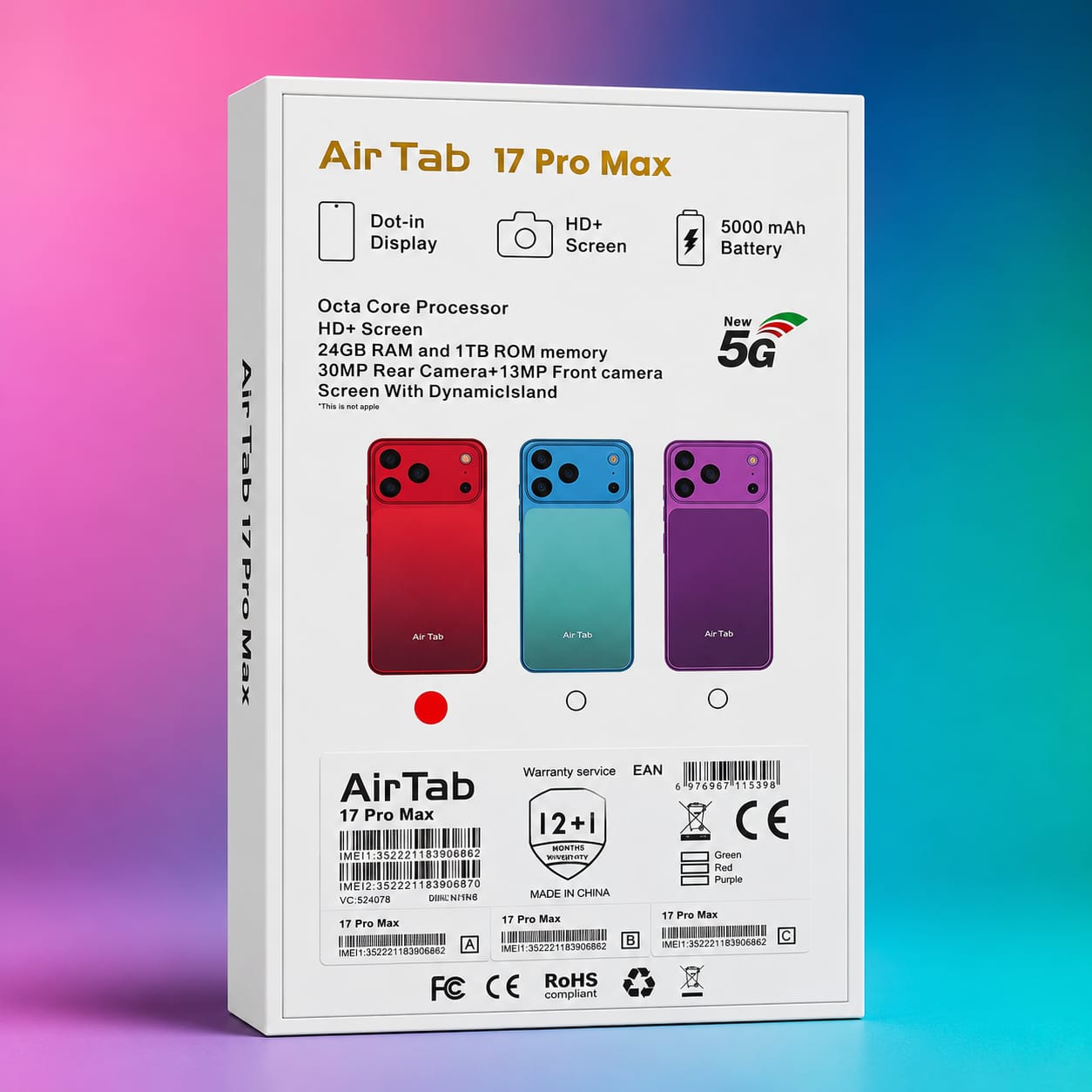 AirTab 17 Pro Max (NFC Support) – 5G Smartphone