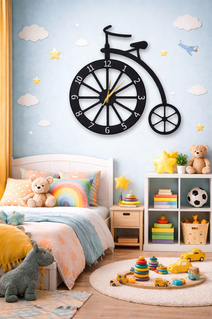 Vintage Bicycle Metal Wall Clock – Black Edition