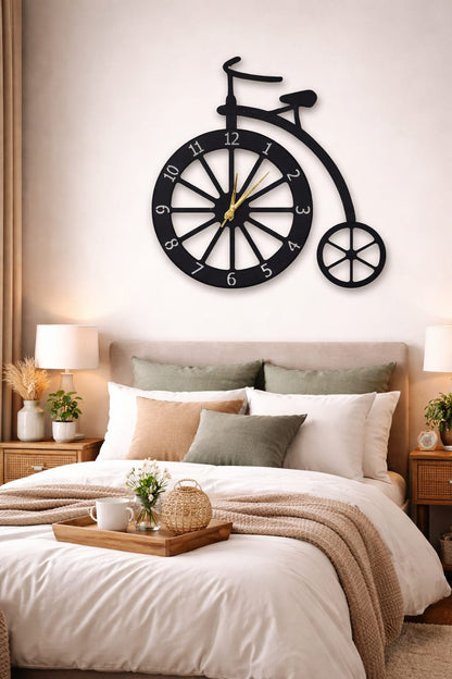 Vintage Bicycle Metal Wall Clock – Black Edition