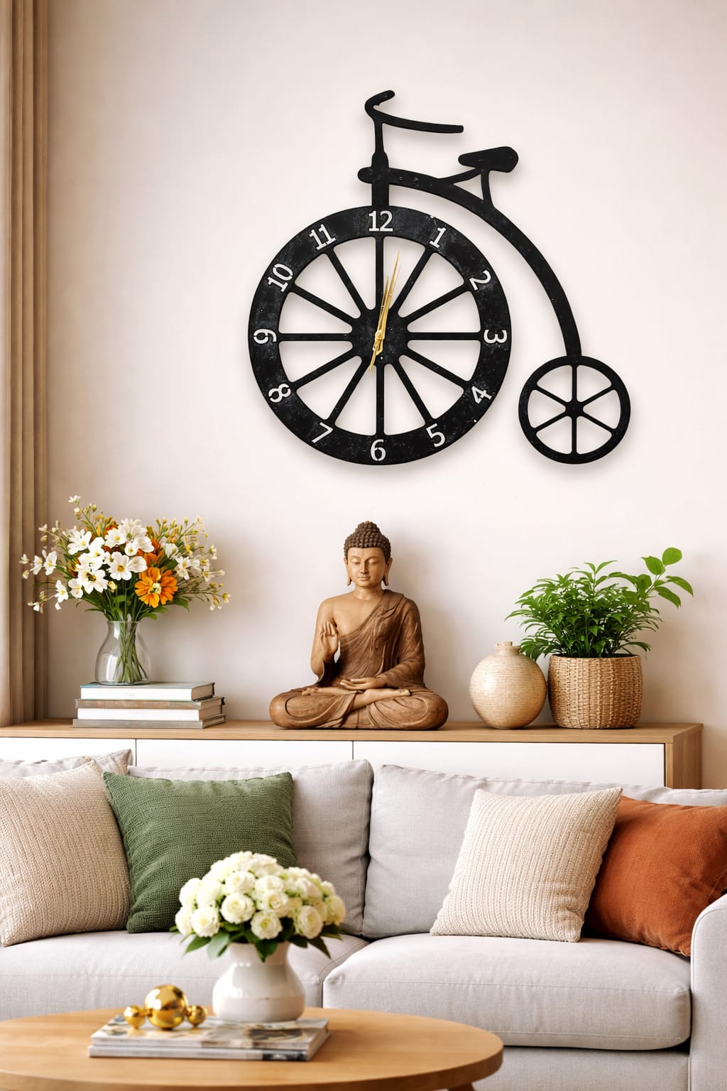 Vintage Bicycle Metal Wall Clock – Black Edition