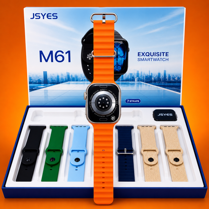 ⌚ JSYES M61 EXQUISITE SMARTWATCH – 7 STRAPS GIFT SET