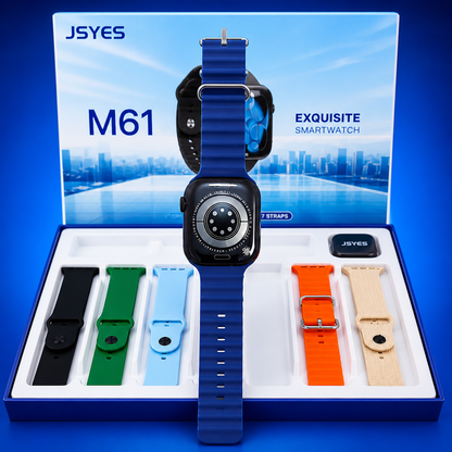 ⌚ JSYES M61 EXQUISITE SMARTWATCH – 7 STRAPS GIFT SET