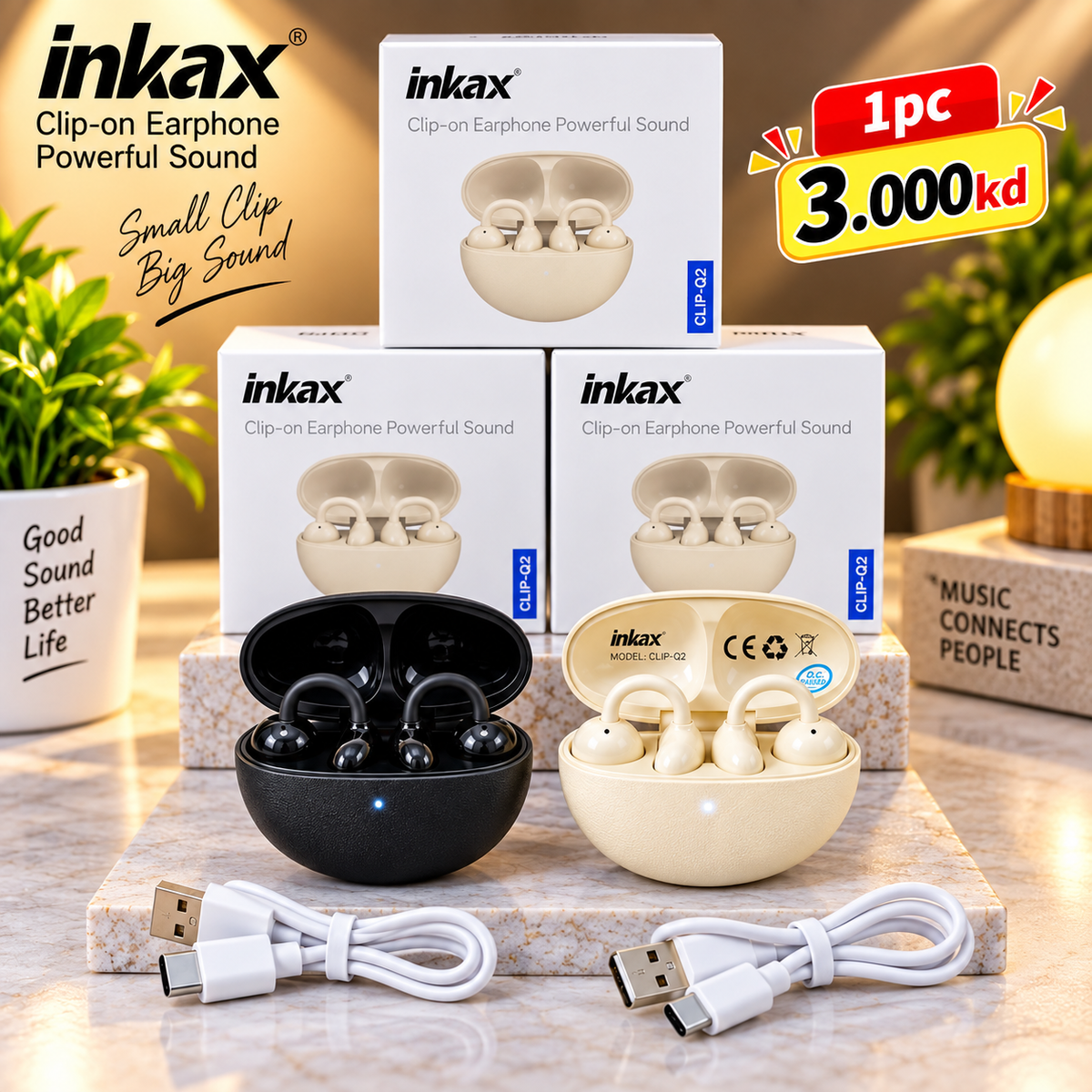 INKAX CLIP-02 – TRUE WIRELESS CLIP-ON EARBUDS