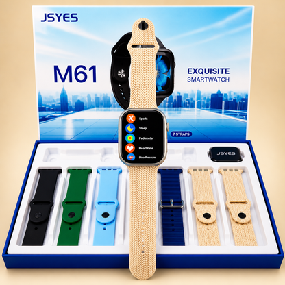 ⌚ JSYES M61 EXQUISITE SMARTWATCH – 7 STRAPS GIFT SET