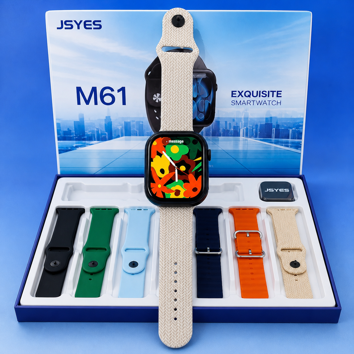 ⌚ JSYES M61 EXQUISITE SMARTWATCH – 7 STRAPS GIFT SET