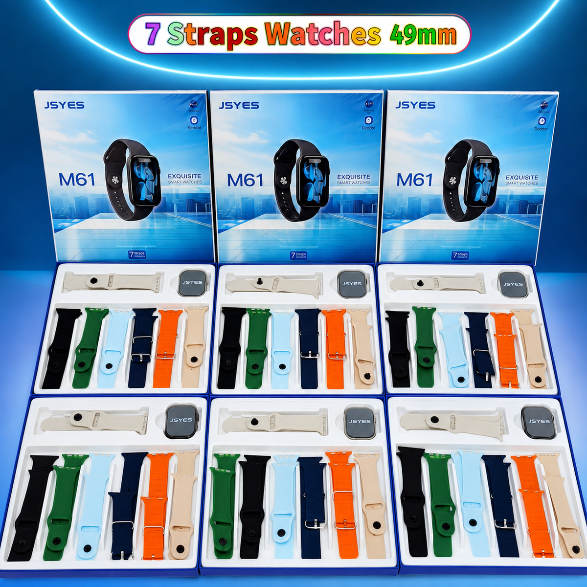 ⌚ JSYES M61 EXQUISITE SMARTWATCH – 7 STRAPS GIFT SET