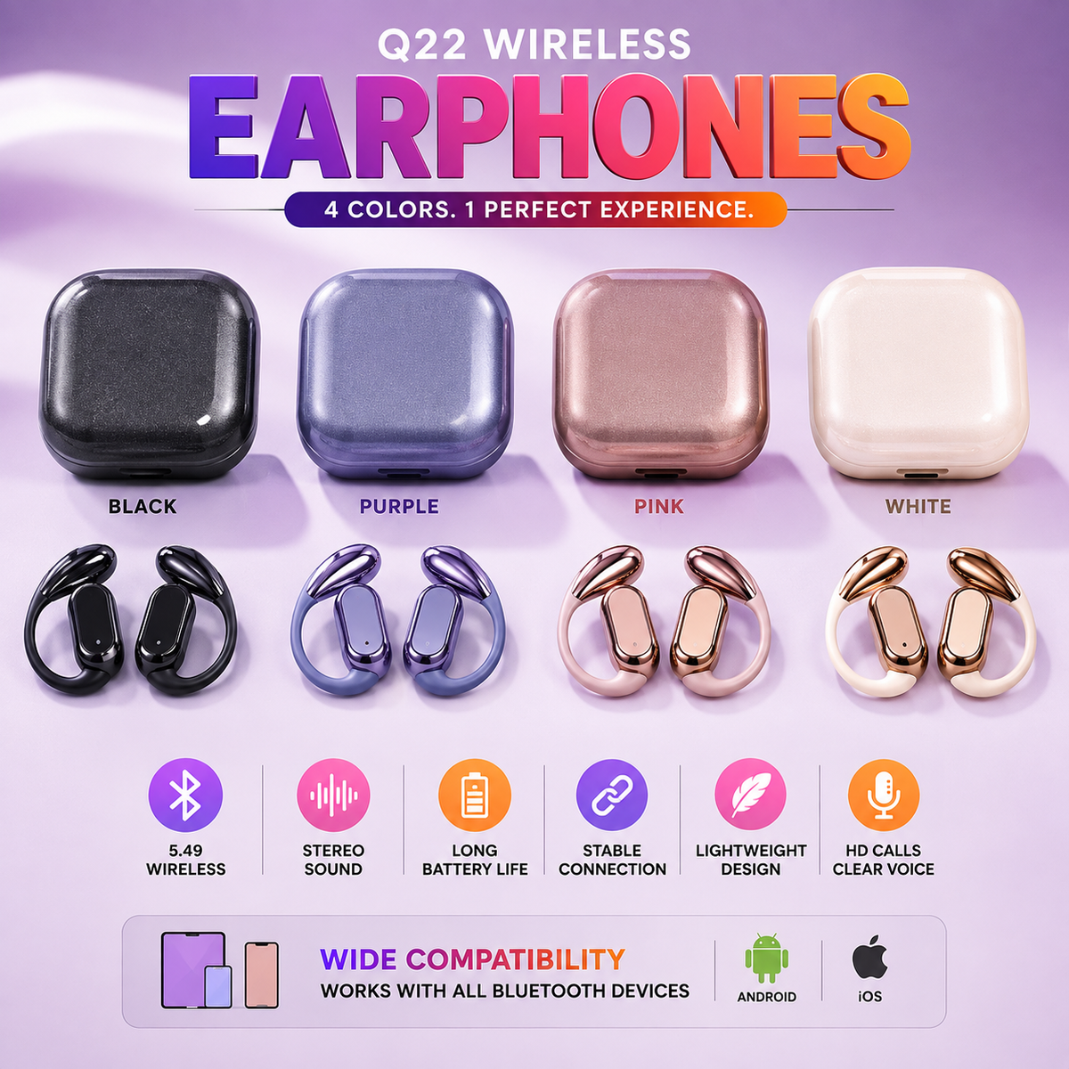 🎧 Q22 Wireless Clip Earbuds