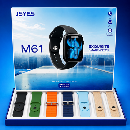 ⌚ JSYES M61 EXQUISITE SMARTWATCH – 7 STRAPS GIFT SET
