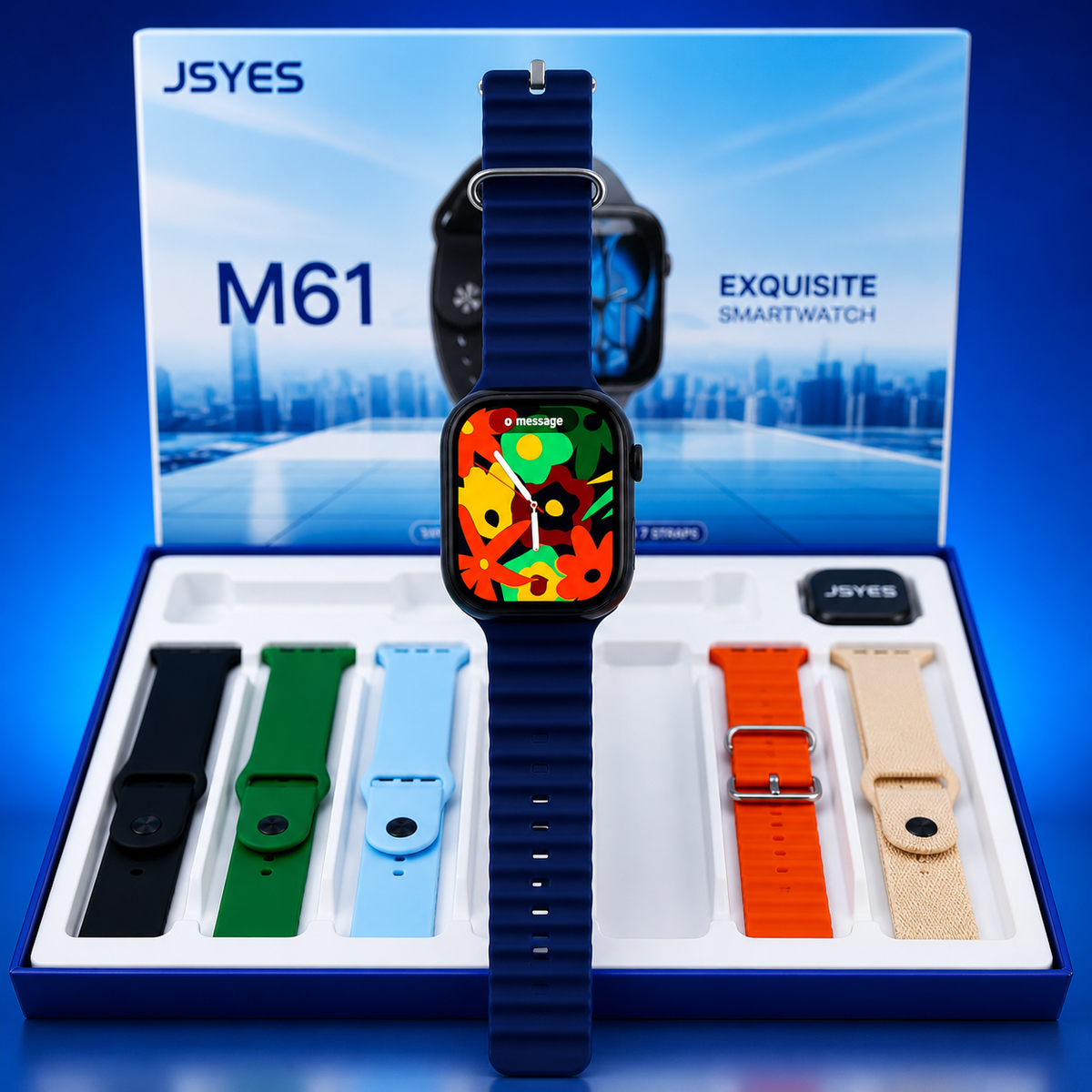 ⌚ JSYES M61 EXQUISITE SMARTWATCH – 7 STRAPS GIFT SET