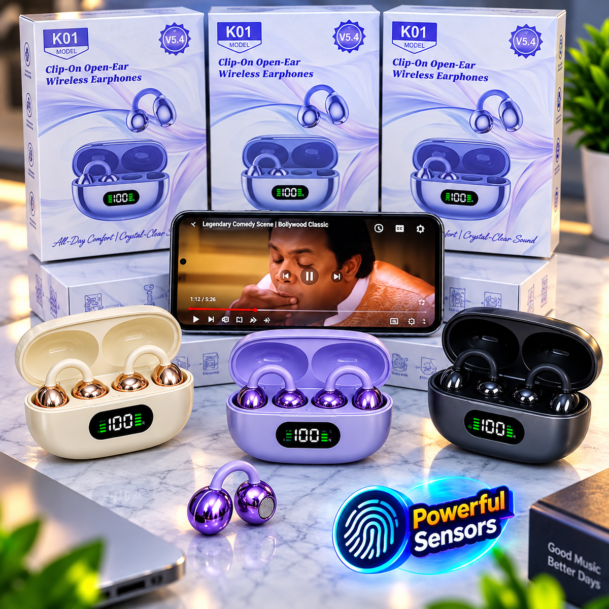 🎧 K01 Clip-On Open-Ear Wireless Earphones