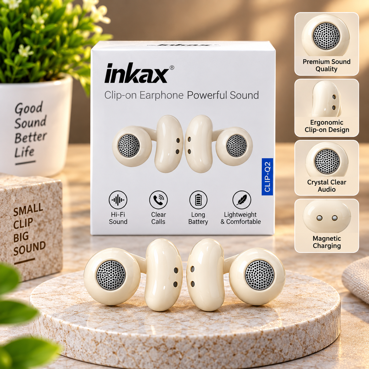 INKAX CLIP-02 – TRUE WIRELESS CLIP-ON EARBUDS
