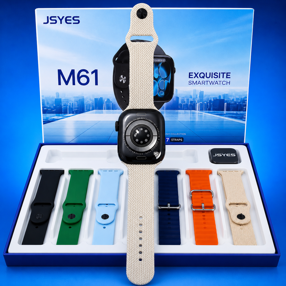 ⌚ JSYES M61 EXQUISITE SMARTWATCH – 7 STRAPS GIFT SET
