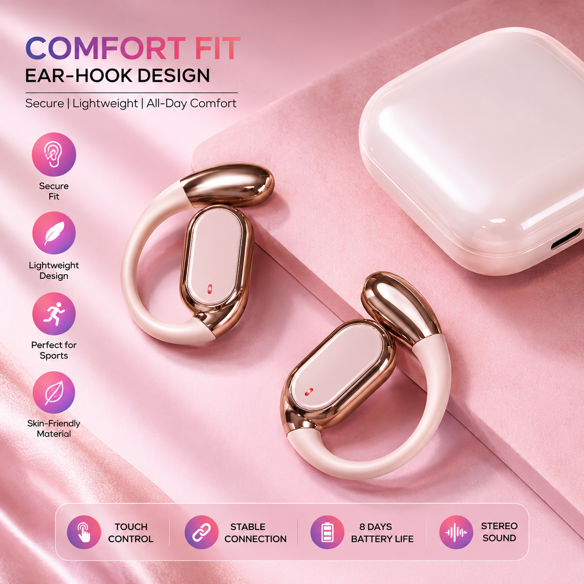 🎧 Q22 Wireless Clip Earbuds